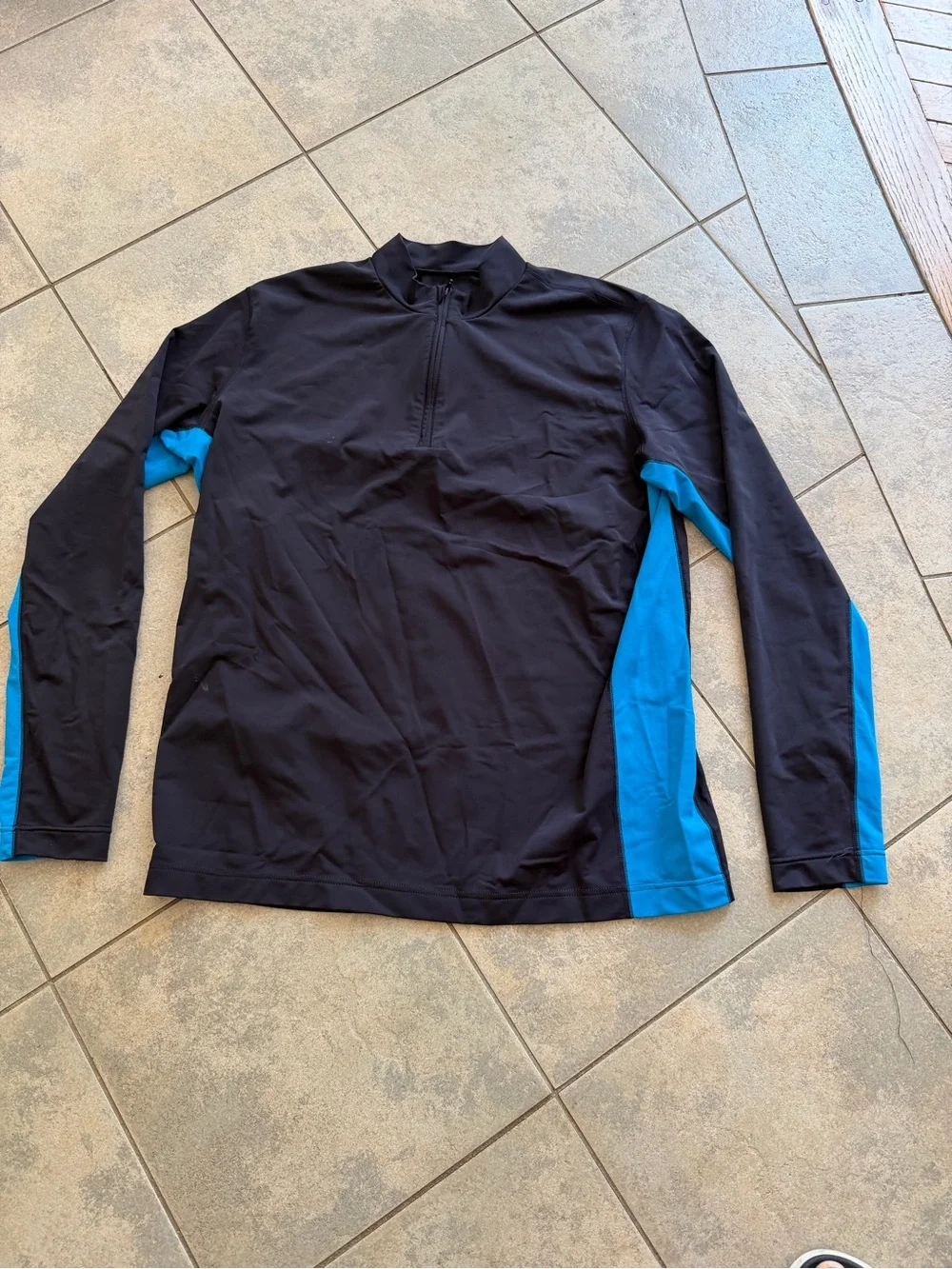 Lands' End Men's SunShade UPF 50 Cooling Quarter-Zip Rash Guard Shirt.